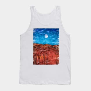 Full Moon Over The Red Mountain Range. For Moon Lovers. Tank Top